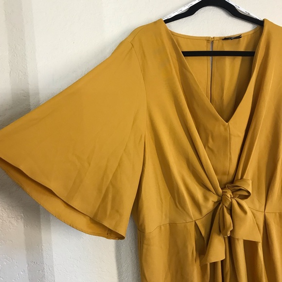 City Chic Mustard Knot Front Dress - Picture 7 of 8